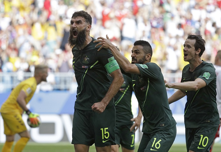 Jedinak merayakan gol di Piala Dunia 2018
