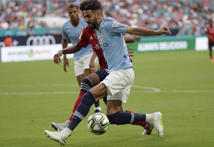 Riyad Mahrez suffers an injury during the ICC 2018 Bayern Munich vs Manchester City battle in Florida