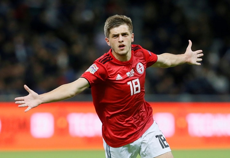 Georgia's Giorgi Chakvetadze creates history after scoring the first goal in the UEFA Nations League