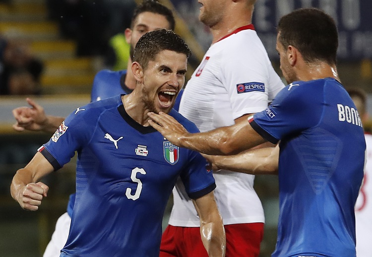 Midfielder Jorginho commits an error that leads to Poland earning a goal before the first half ends of their UEFA Nations League opener 