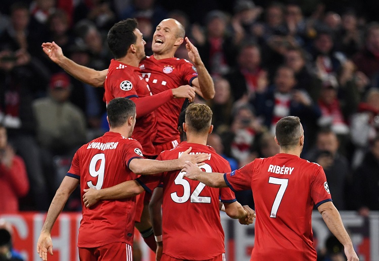 Mats Hummels celebrate along Bayern Munich teammates after opening the scoresheet in Champions League game with Ajax