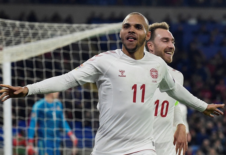 Martin Braithwaite scores the second goal for Denmark which secure their UEFA Nations League win against Wales