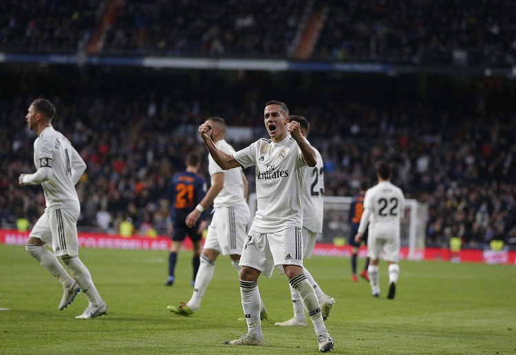 Lucas Vazquez is delighted after hitting his first campaign goal for Real Madrid during their La Liga game with Valencia