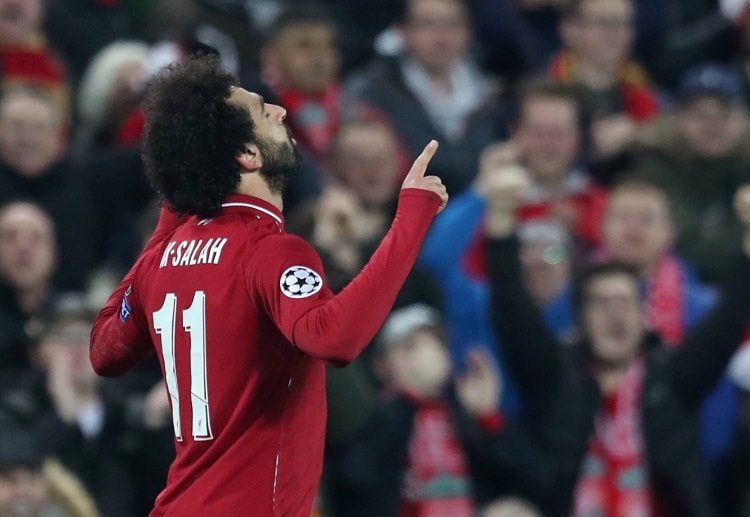 Mohamed Salah hits a winning goal during the Champions League battle between Liverpool and Napoli