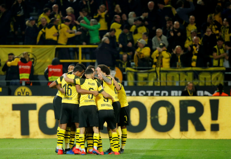 Bundesliga: Borussia Dortmund players celebrates Mario Gotze's goal