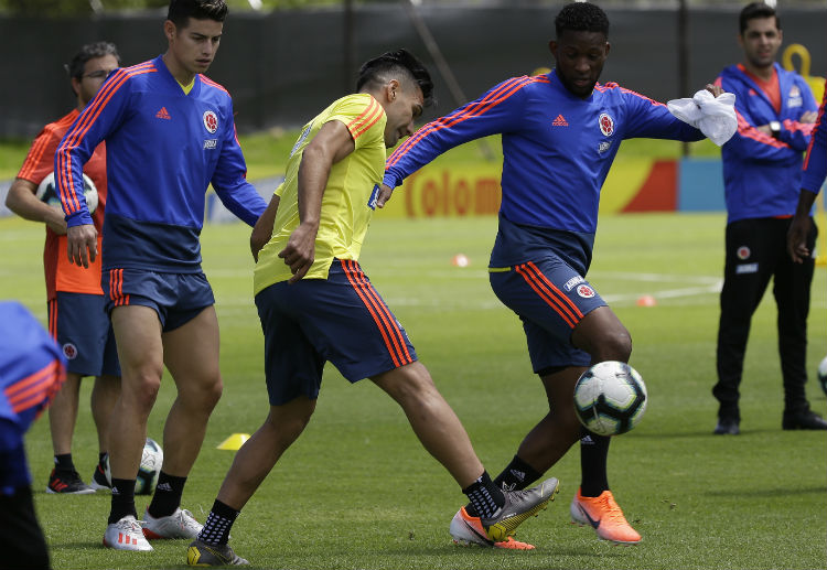 Colombia captain Radamel Falcao during a training session with teammates in preparation for the Copa America 2019