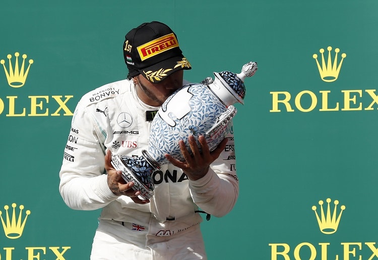 Mercedes driver Lewis Hamilton claims the Hungarian Grand Prix 2019