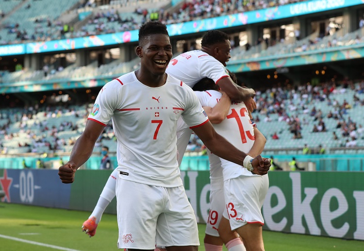 Breel Embolo nabs a goal for Switzerland early in the second half of their Euro 2020 match vs Wales