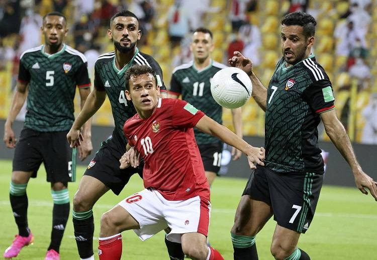Ali Mabkhout mencetak brace ke gawang Indonesia di kualifikasi Piala Dunia 2022