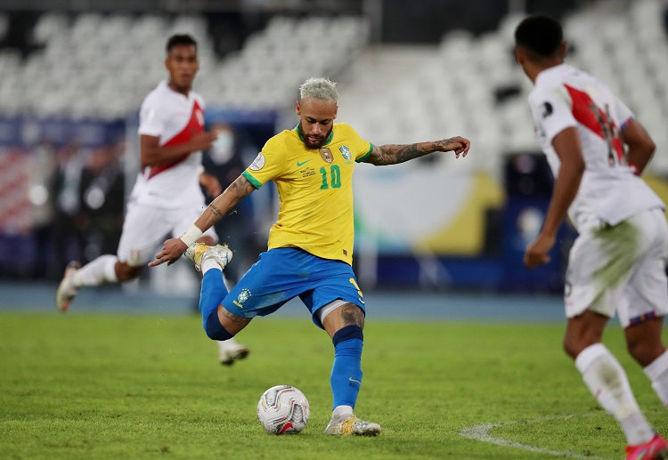 Neymar scored Brazil’s second goal against Peru in Copa America