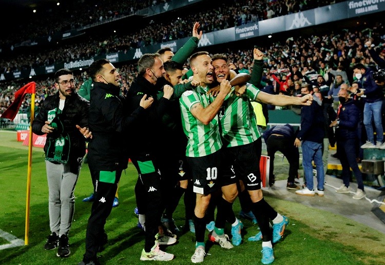 Real Betis' Borja Iglesias celebrates after scoring a brace during the Copa del Rey match against Rayo Vallecano