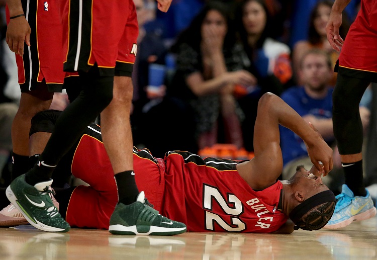 Jimmy Butler suffered an injury during the Heat's Game 1 victory against the Knicks in the NBA Conference semi-finals