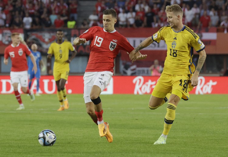 Christoph Baumgartner of Austria will try to score goals against Sweden in Group F in the Euro 2024 qualifiers