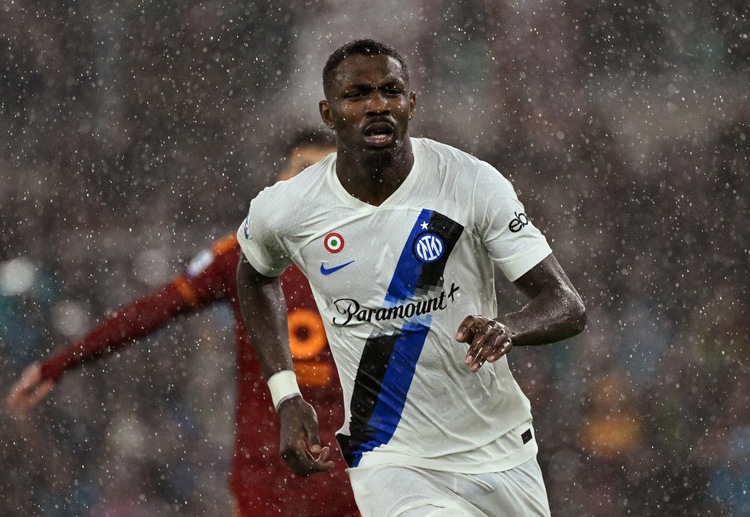 Marcus Thuram has scored an equaliser during their Serie A match against AS Roma